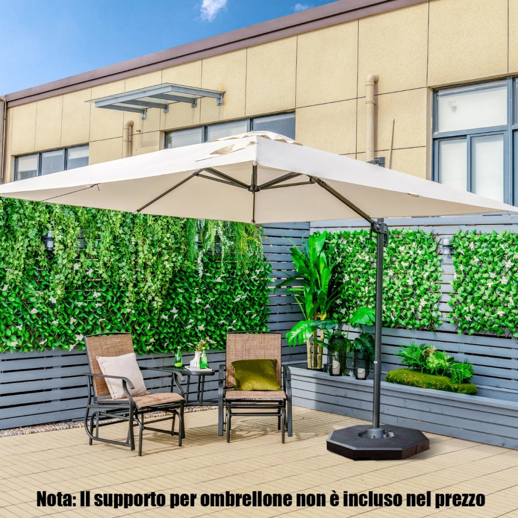 Ombrellone 300 cm per cortile con 3 inclinazioni e rotazione a 360¡ã, Ombrellone da esterno con 8 stecche Beige-Ombrelloni