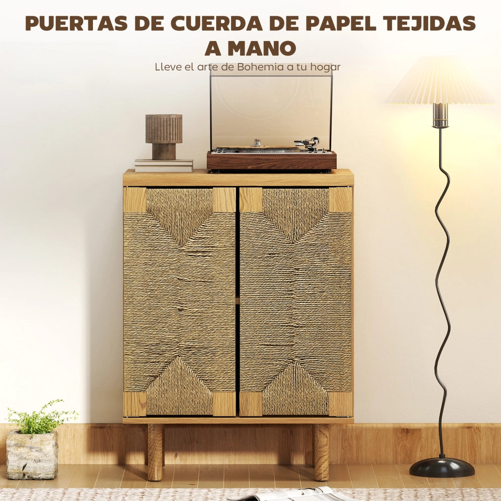 Credenza con ante scorrevoli in rovere ¨C Zephmum ¨C 60x40x78 cm