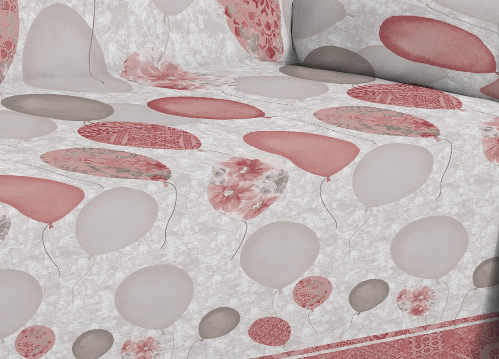Telo Arredo Multiuso Linea Pensieri Delicati In Cotone Disegno Palloncini - Singolo - Rosso