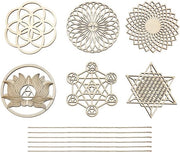 Set di Ornamenti Chakra in Legno da 6 pezzi - Supporti per Plank in Legno - Decorazione per la Meditazione - Simboli Chakra per Camera da Letto e Studio di Yoga