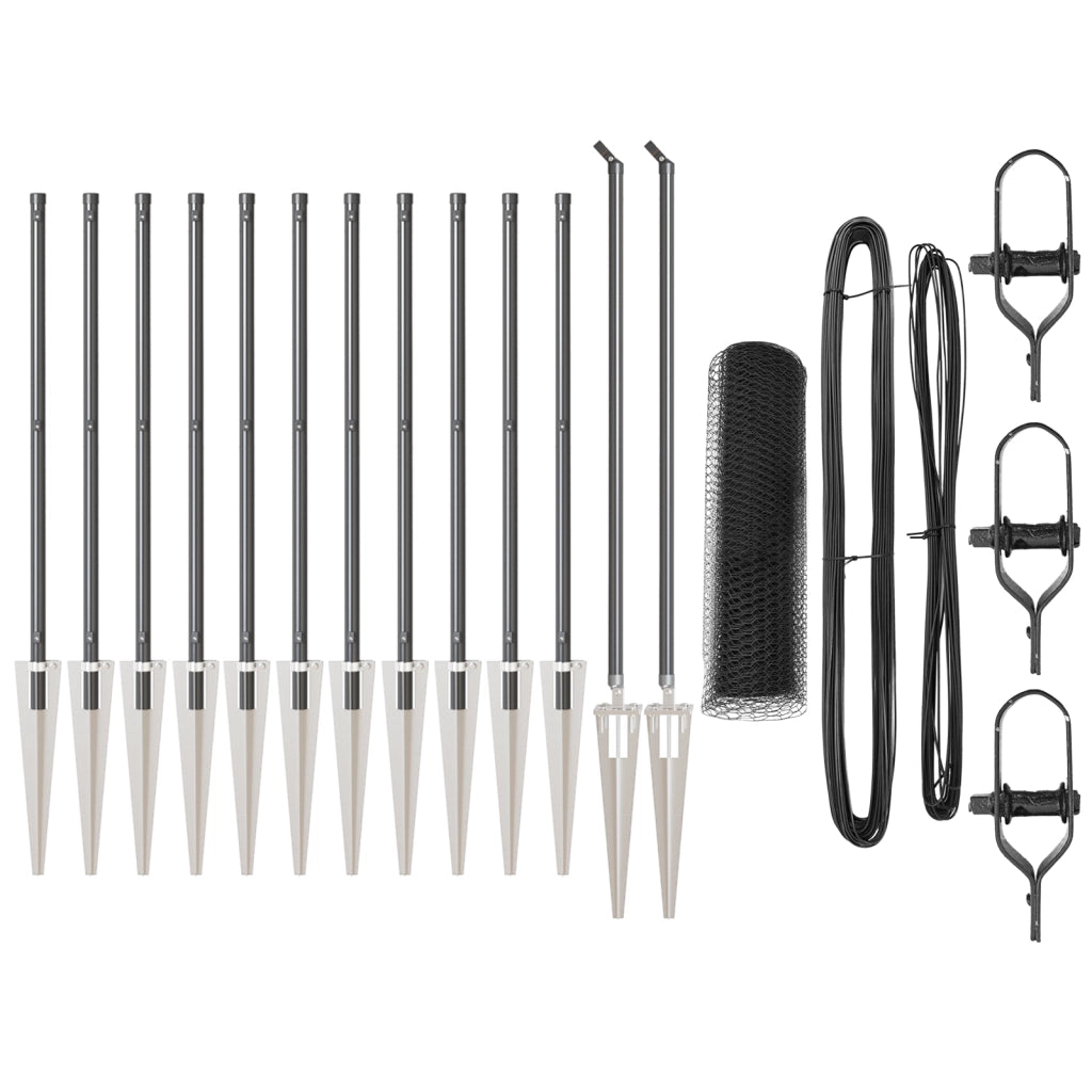 Set di Recinzione Set di 2 Grigio Metallo, Rete Grande Durevole