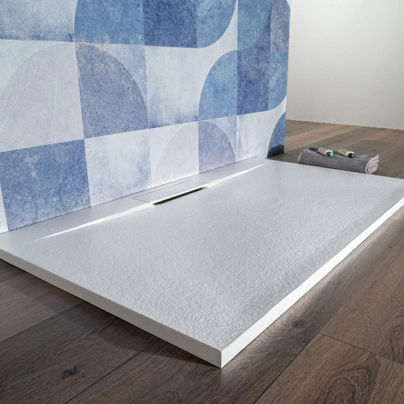 Piatto Doccia Bianco 80x120 Cm Resina Tagliabile Effetto Pietra