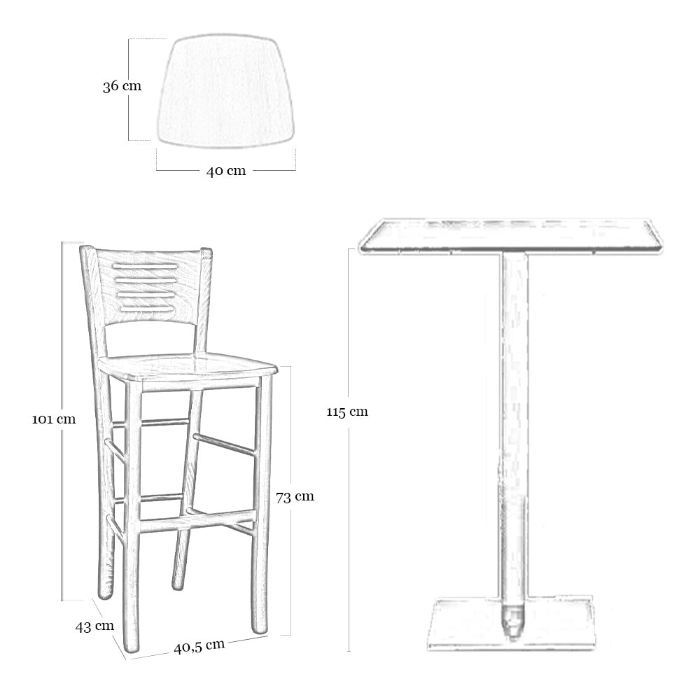 Sgabello da bar verona in legno noce scuro h 73 con seduta massello