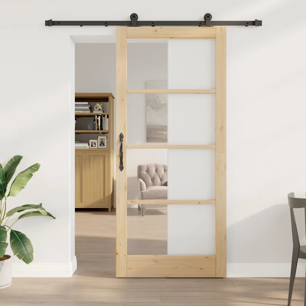 Porta scorrevole ORKDAL Naturale e Nero 93 x 211 cm 3332009