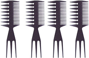 Kam per Capelli Professionale a Doppia Faccia - Uitdunningskam - Kapperskam - Plastica - 4 Pezzi - Progettazione Duratura