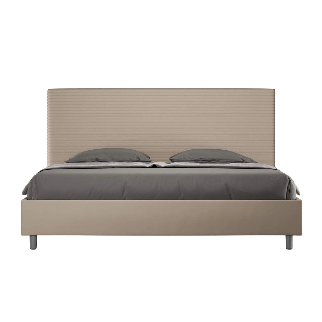 Letto con rete imbottito 180x190 similpelle tortora Focus