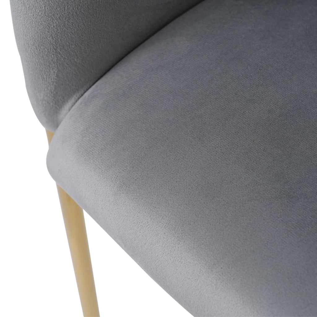 Sedia da pranzo in velluto grigio con gambe in metallo, design moderno per sala da pranzo, soggiorno e camera da letto