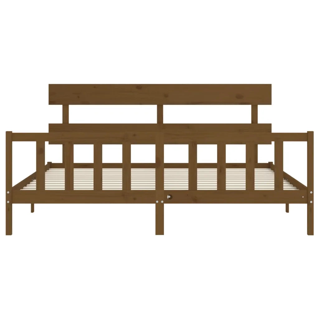 Giroletto con Testiera ambra 200x200 cm in Legno Massello 3193294