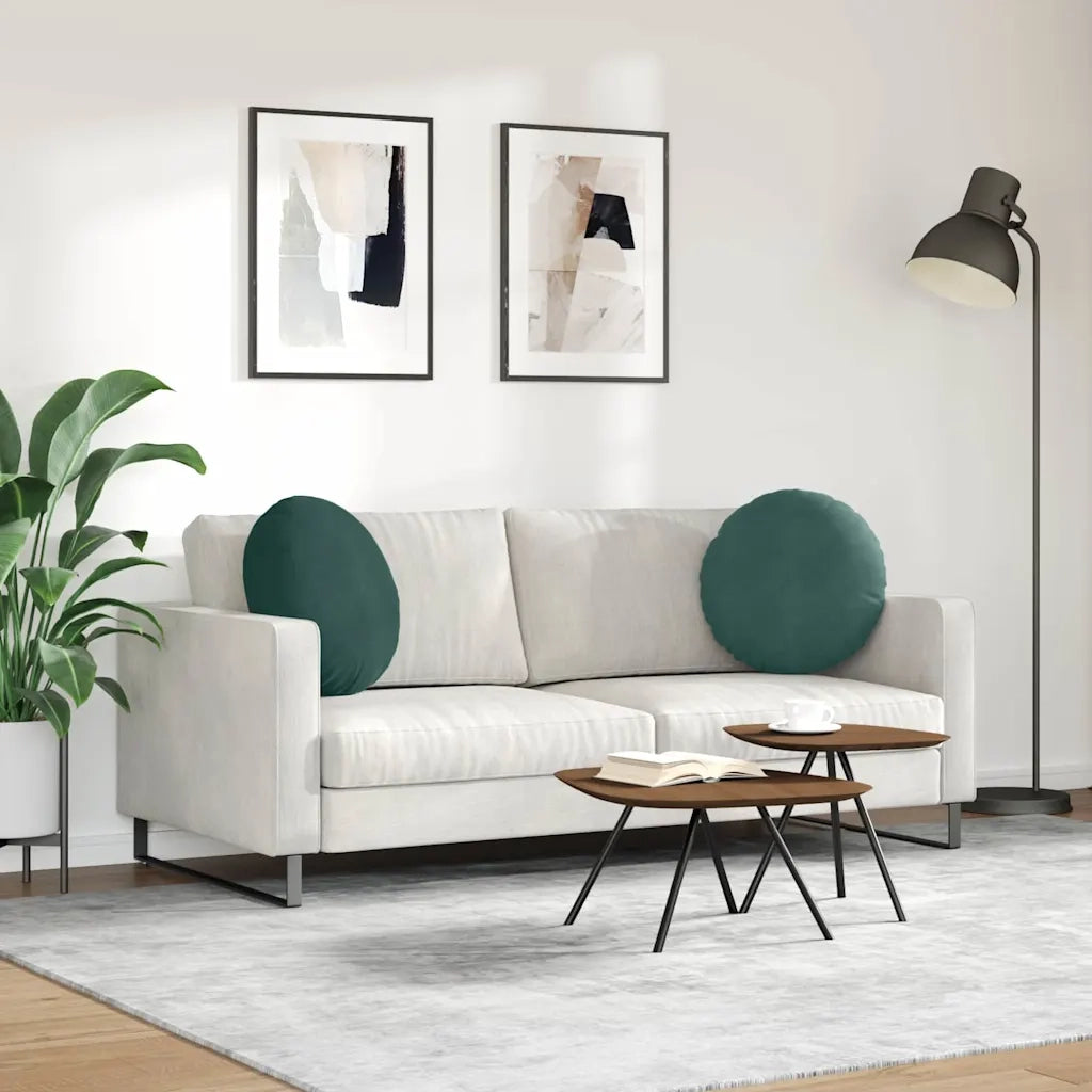 Cuscini per Seduta 2 pcs Verde Scuro Ø50 x 19 cm Velluto