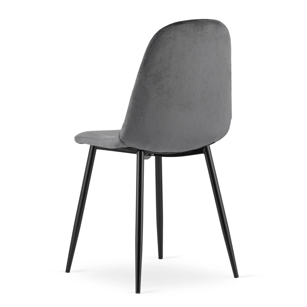 Sedia Asti in velluto grigio scuro con gambe in metallo