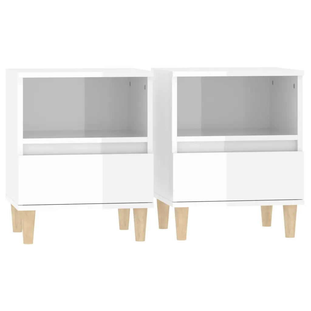 Comodini 2 pz-Set di 2 Tavolino da notte in Bianco Lucido 40x35x50 cm 745409