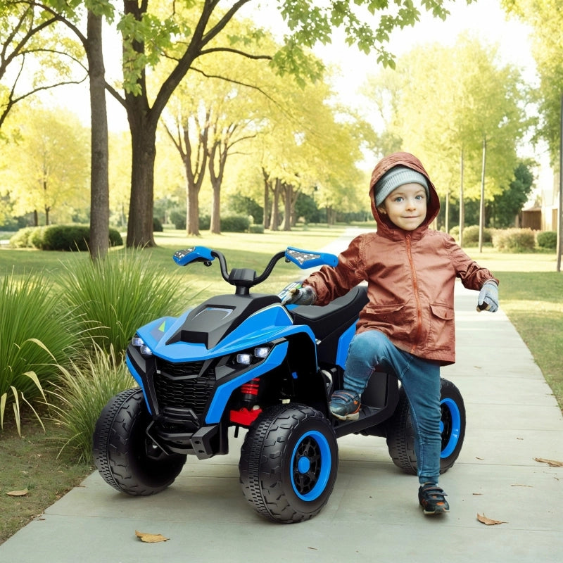 Quad elettrico per bambini, 3-6 km/h, fari a LED, musica, USB, per bambini dai 3 agli 8 anni, blu