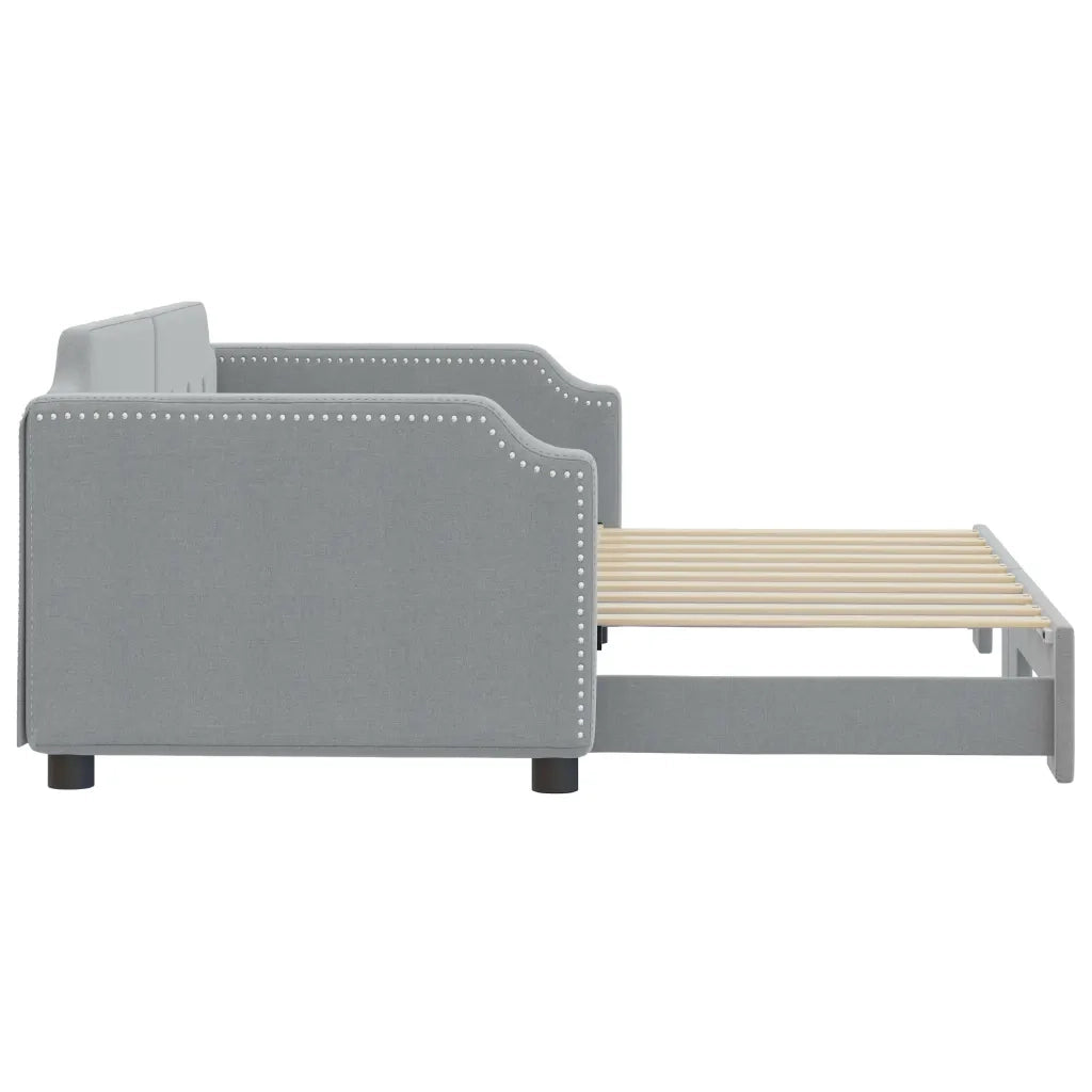 Divano Letto con Letto Estraibile Grigio Chiaro 100x190 Tessuto 3197715