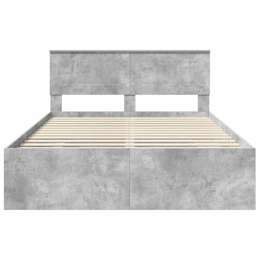 Struttura del letto con testiera Grigio cemento 140 x 200 cm