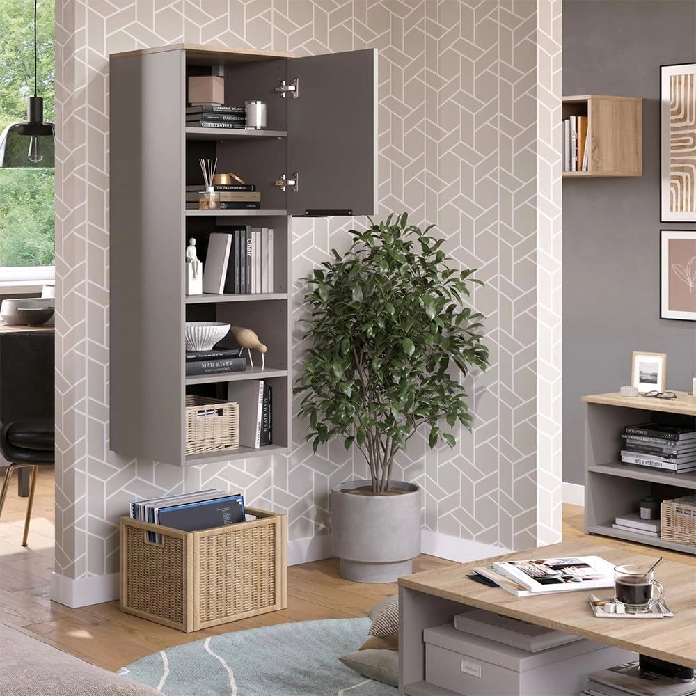 Armadio universale Wido, Grigio, 40.2 x 120 cm con una porta, adatto per la conservazione di oggetti domestici