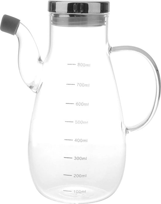 Dispensatore di olio d'oliva in vetro con set di dispenser olio e aceto caraffa con imbuto per cucina ristorante 800 ml