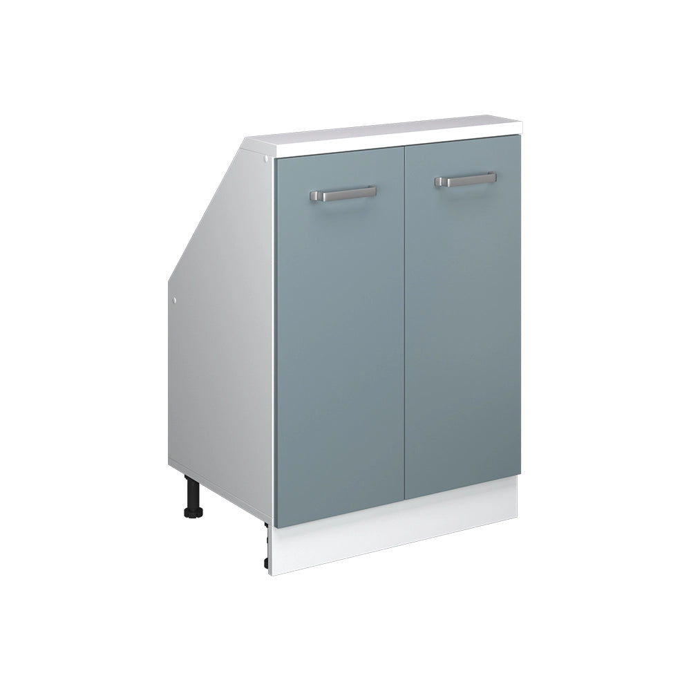 Mobile cucina sottotetto R-Line Grigio-blu/Bianco 60 cm con 2 porte Vicco