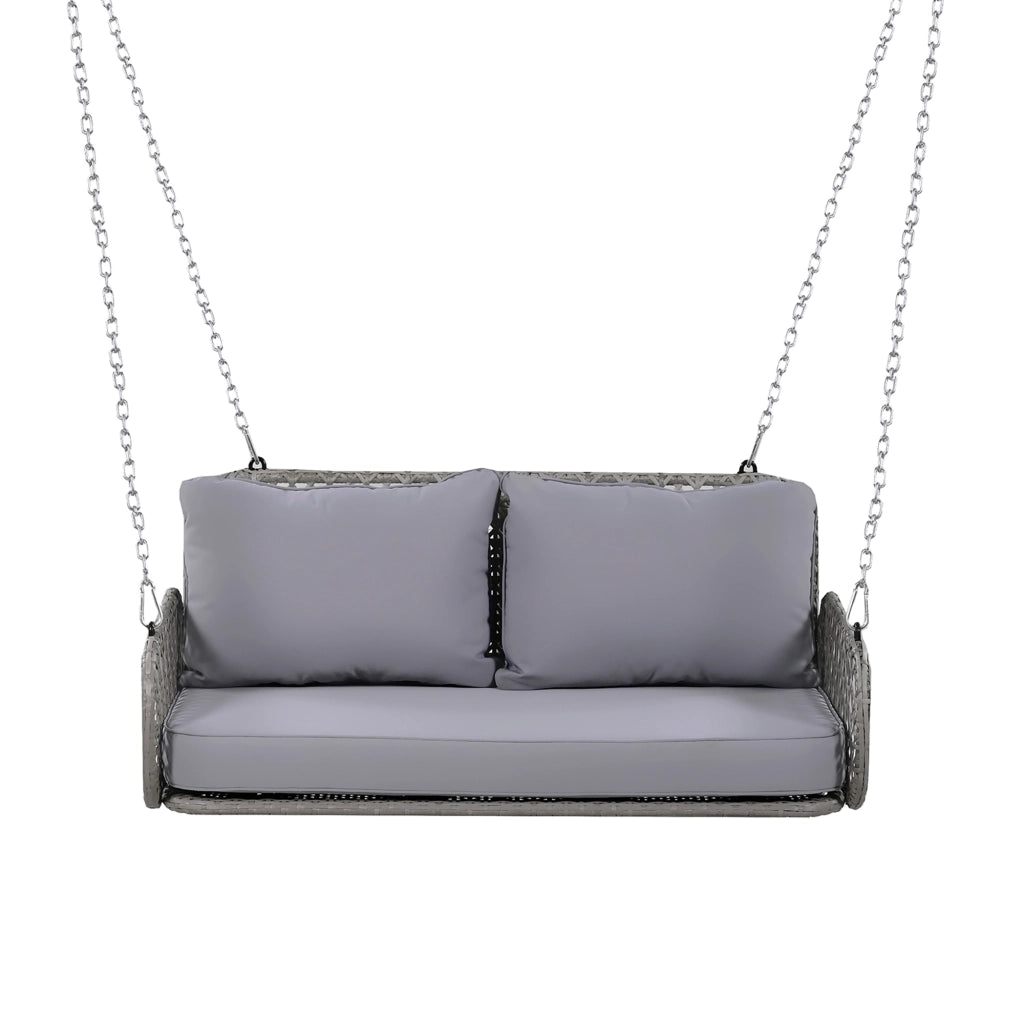 Dondolo da Giardino Doppio in Polyrattan con Cuscini ¨C MINIMAL ¨C Grigio, 2 Posti, 320 kg