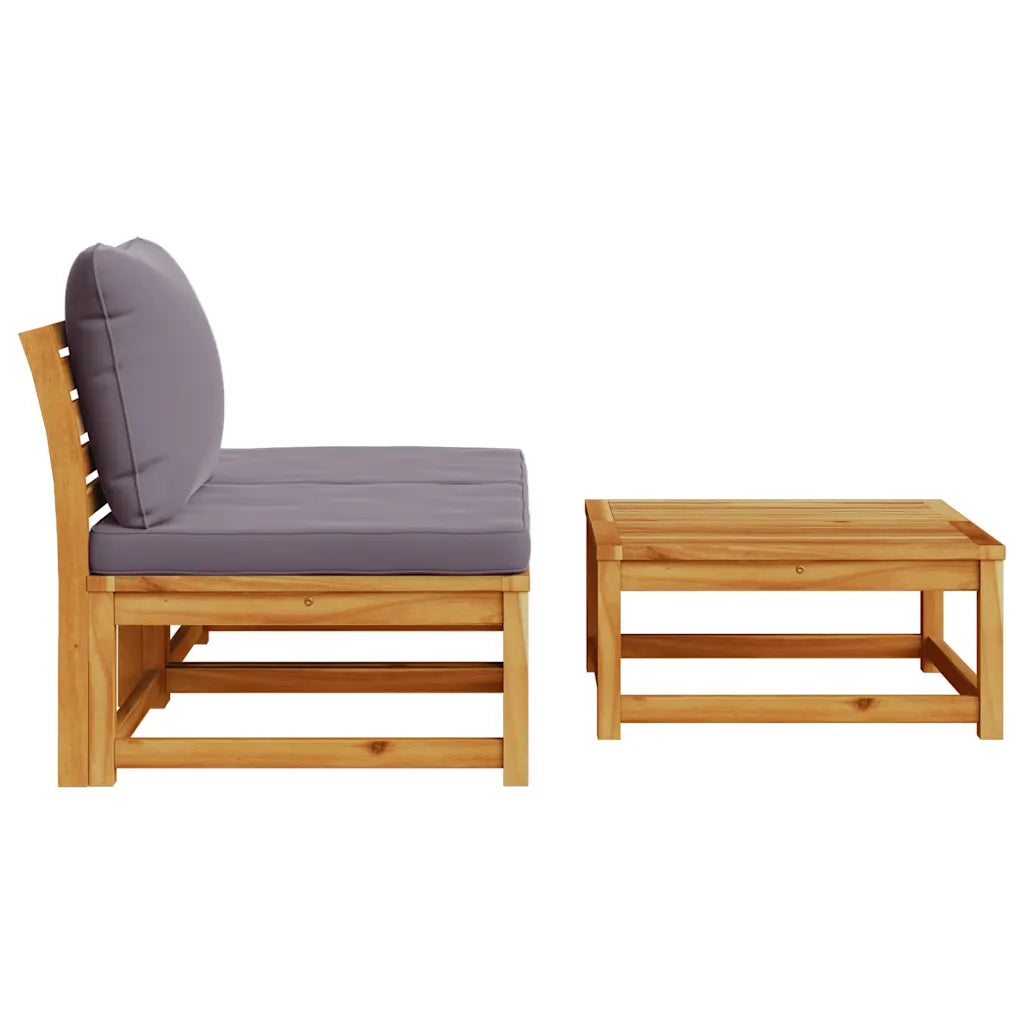 Salotto da Giardino-Set Mobili da Giardino 3pz con Cuscini Legno Massello di Acacia 144933