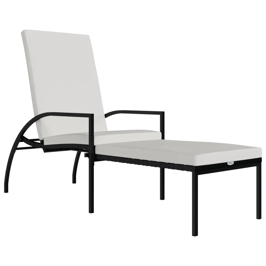 Lettino Prendisole con Poggiapiedi in Rattan PE Nero cod mxl 23221