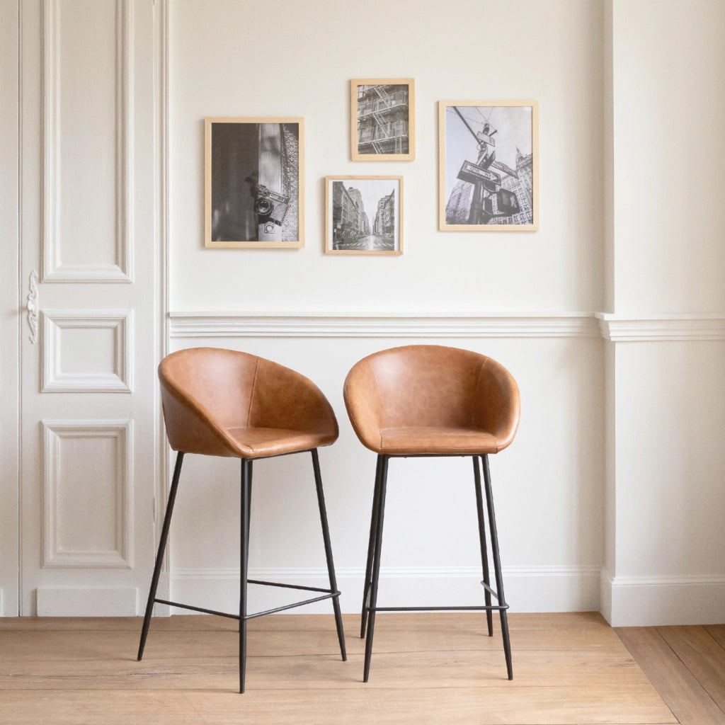 Set di 2 sgabelli da bar ACHILLE in similpelle cognac