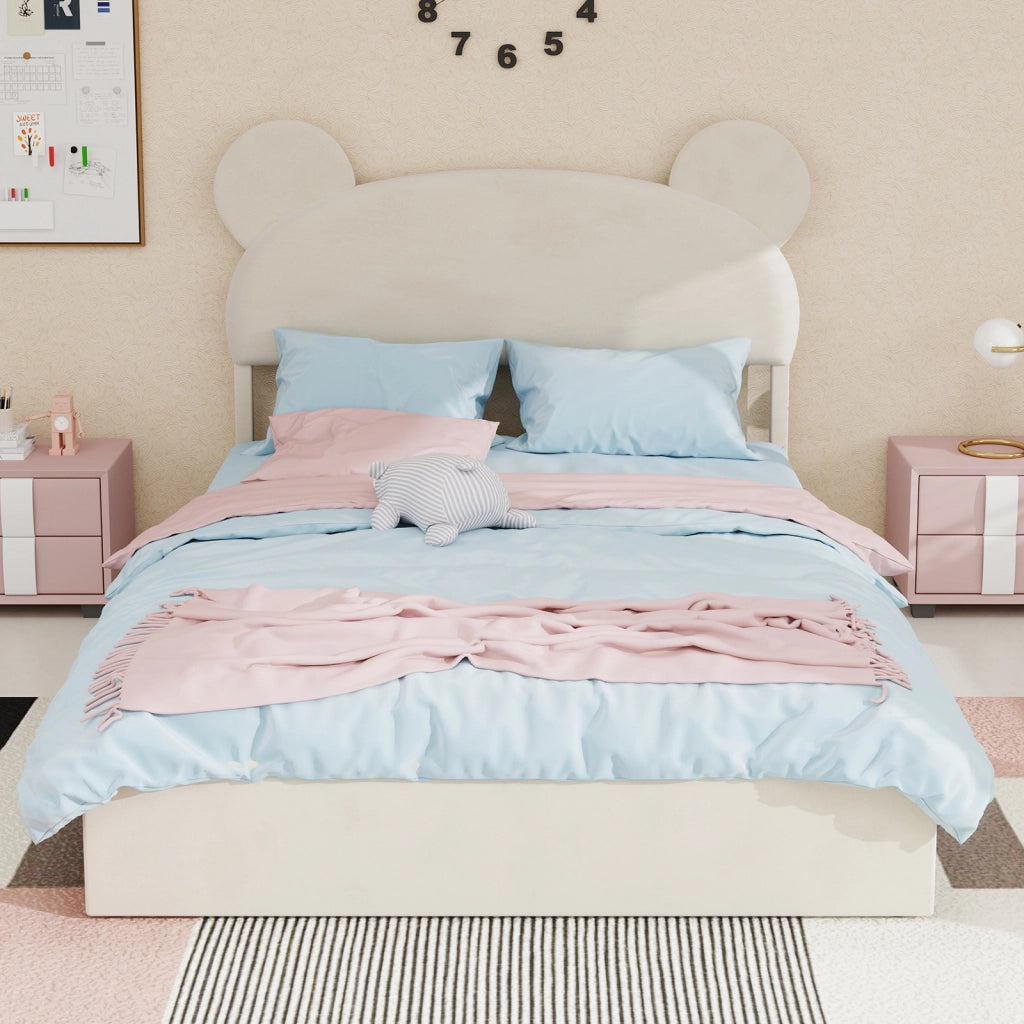 Letto Contenitore Imbottito con Alzata Idraulica ¨C MINIMAL ¨C Beige 140x200 cm