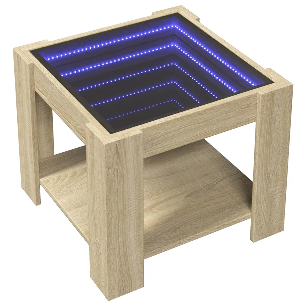 Tavolino salotto | Tavolino da caff¨¨ | Tavolino da Soggiorno con LED Rovere Sonoma 53x53x45 cm Multistrato