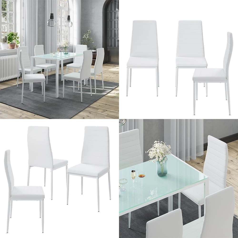 Sedia da sala da pranzo Grand, Bianco, 42.5 x 48 cm Set di 6, per l’utilizzo come set da pranzo in cucina o sala da pranzo