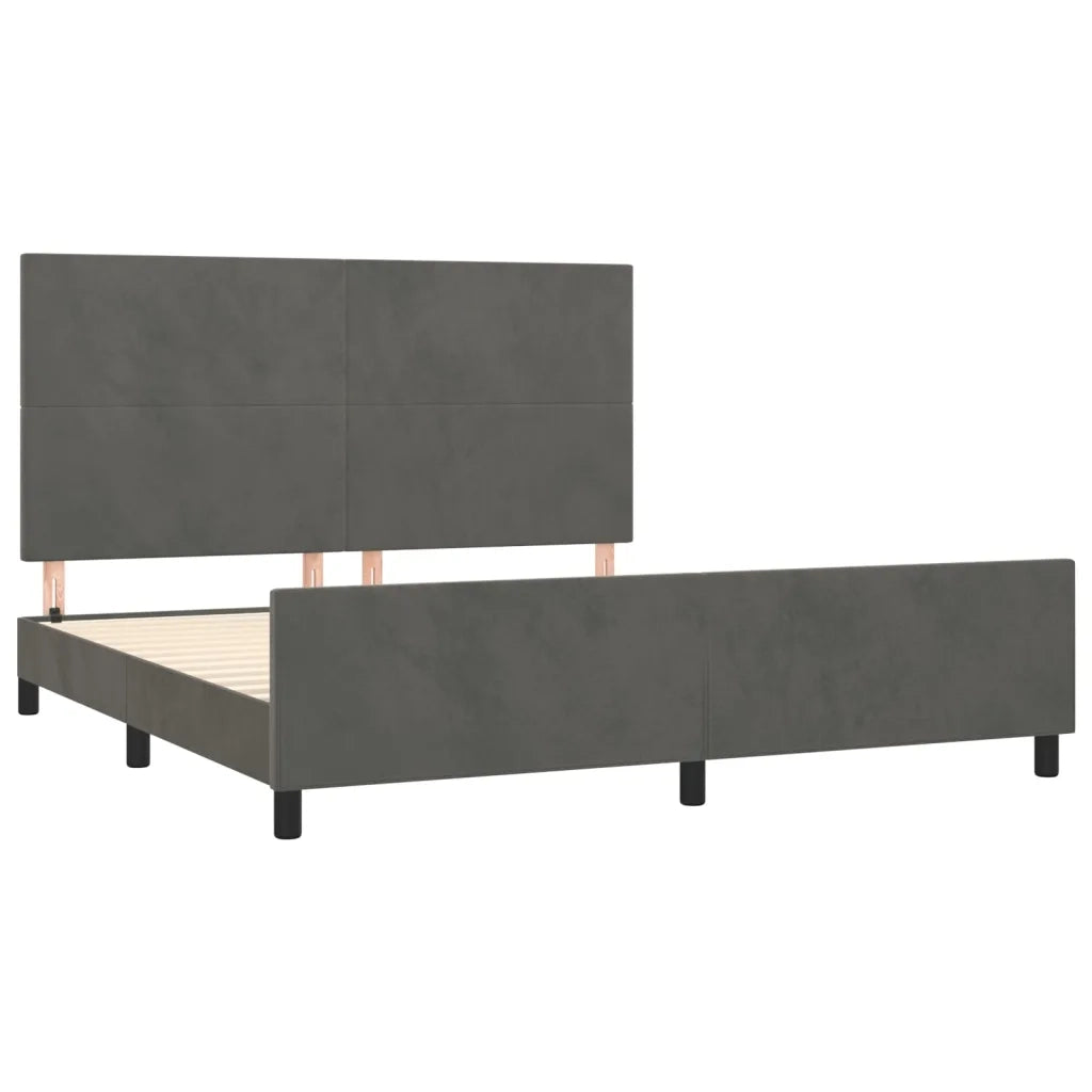 Giroletto senza Materasso Grigio Scuro 160x200 cm Velluto 3125642