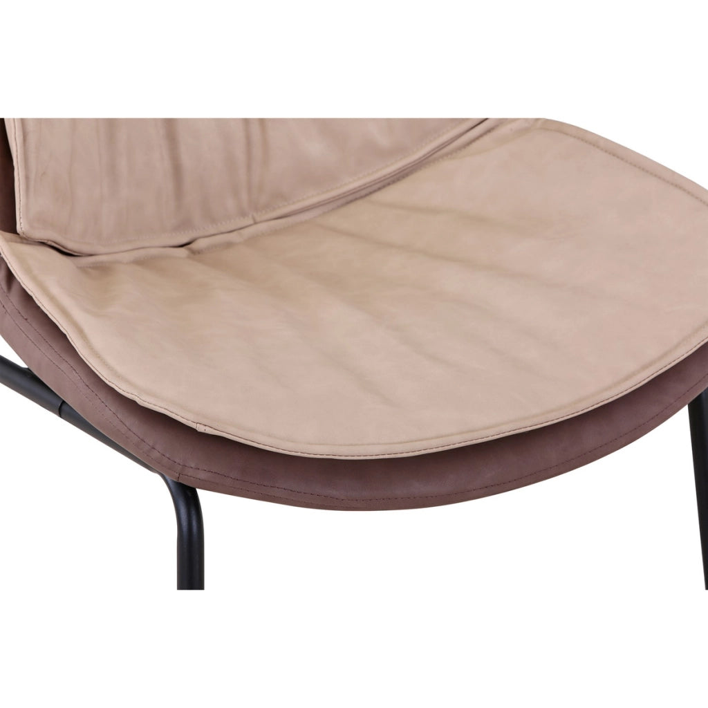 Sedia di design Brady in ecopelle beige e marrone
