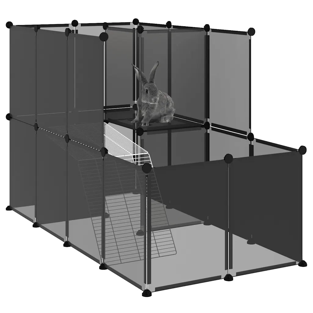 Gabbia per Piccoli Animali Nera 142x74x93 cm in PP e Acciaio cod mxl 48883