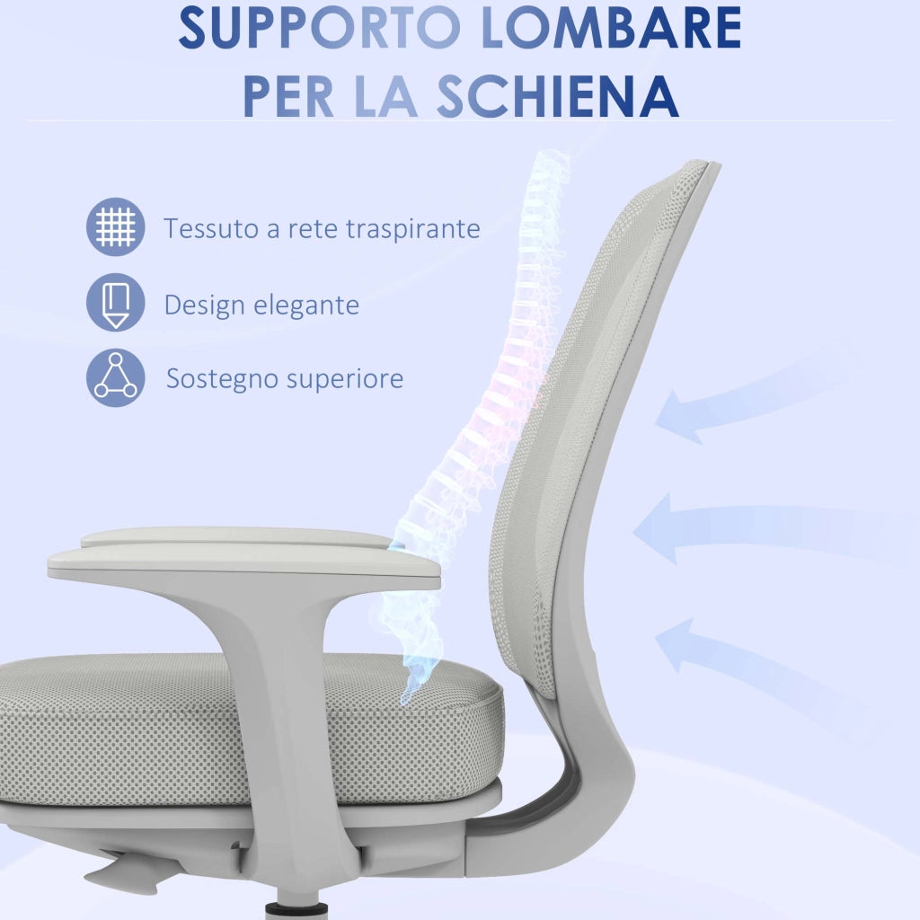 Sedia Ergonomica Reclinabile da Ufficio ¨C zephmum ¨C Grigia 55x48x82.5-94.5 cm