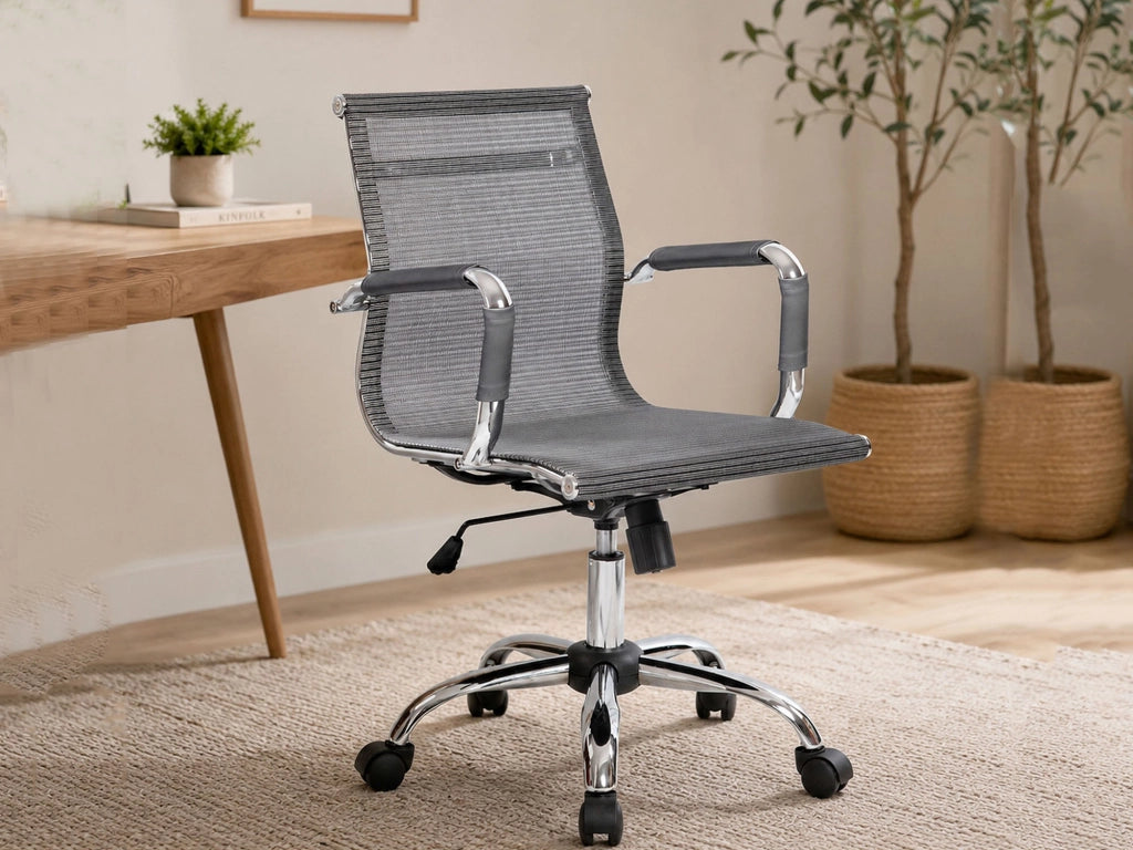 Sedia da ufficio Traversonen\, Poltrona direzionale con braccioli, Sedia ergonomica da ufficio, Grigio, 62x54h92/102 cm