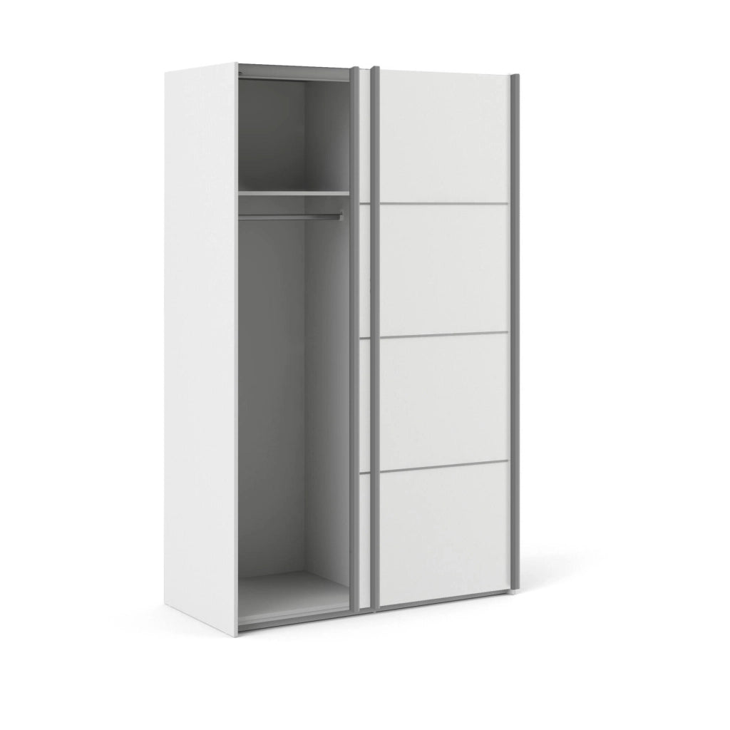 Guardaroba 2 ante NancyWake, Mobile camera da letto, Cabina armadio portabiti, Armadio appendiabiti, 122x64 h202 cm, Bianco