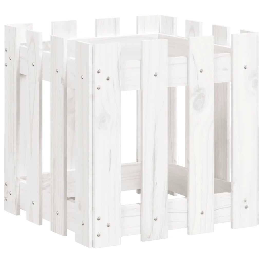 Fioriera Giardino a Recinzione Bianco 40x40x40 cm Massello Pino 832448