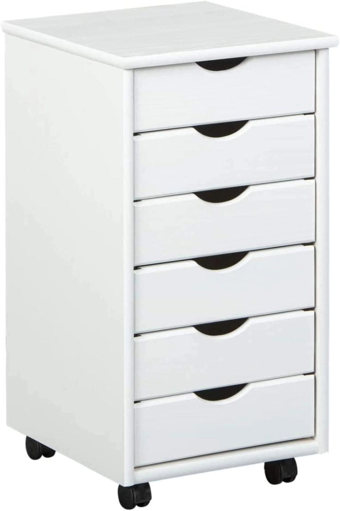 CASSETTIERA UFFICIO SIMON 6 CASSETTI 36x40x65H PINO MASSELLO VERNICIATO AD ACQUA BIANCO