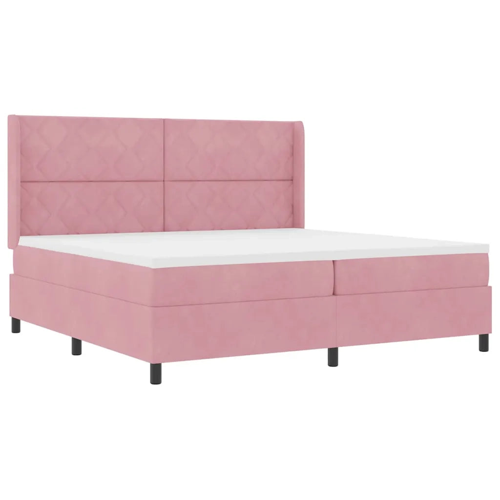 Letto a molle con materasso Rosa 200 x 200 cm Velluto 3342085