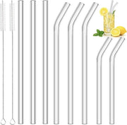 Set di Stuzzicadenti in Vetro Riciclabili - 8 Pezzi con Spazzole di Pulizia per Cocktail e Succo