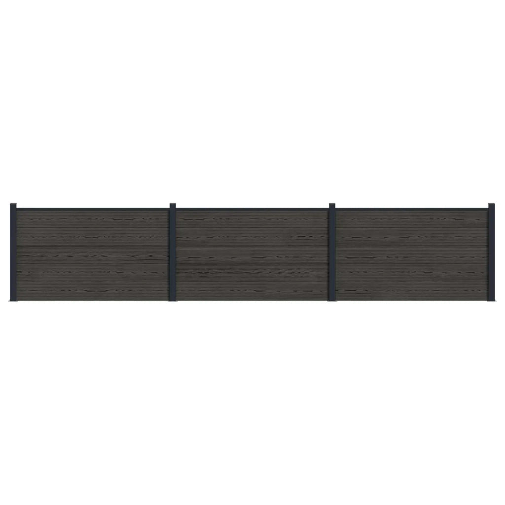 Pannello di Recinzione 3 pcs WPC e Alluminio Nero