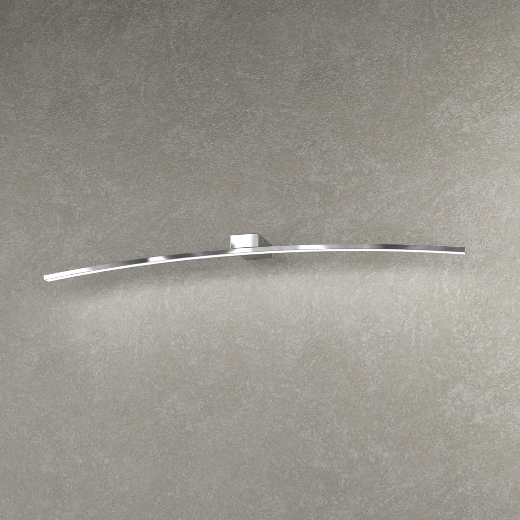 Applique Moderna Curved Metallo Cromo Diffusore Bianco Led 14,4W Calda 90Cm