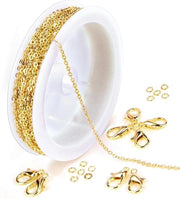 Catenella in Acciaio Inox a Rullo con Chiave e Ferma per Creare Gioielli - 5 metri - Accessori per Catenelle con Anelli e Chiavi a Sfera