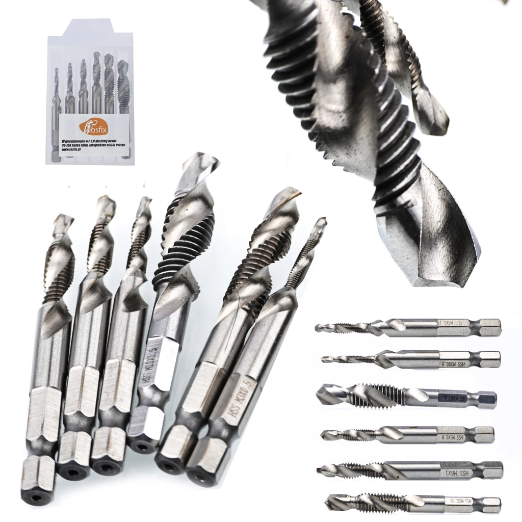 Set di Punte Maschiatrici Rosfix 6 Pezzi M3-M8 – Acciaio HSS di Alta Qualità | Dimensioni M3-M10