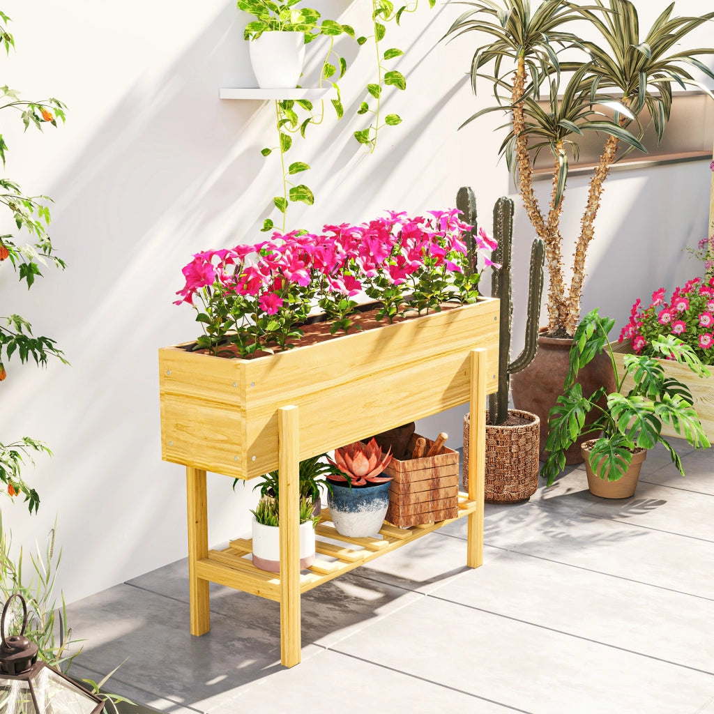 Fioriera da Giardino in Legno con Piedi ¨C zephmum ¨C Naturale 100x30x70.5 cm