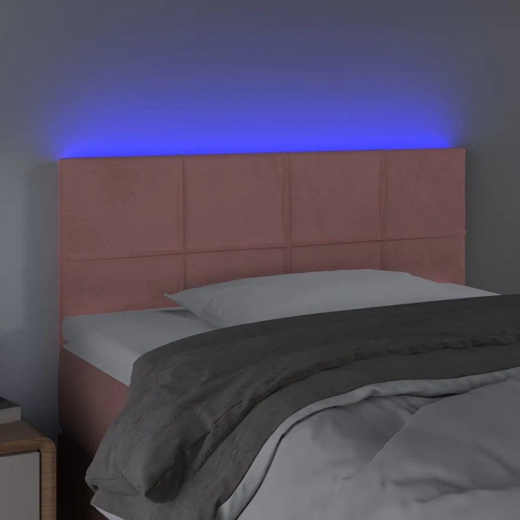Testiera a LED-Testata con LED Rosa 100x5x78/88 cm in Velluto 729943