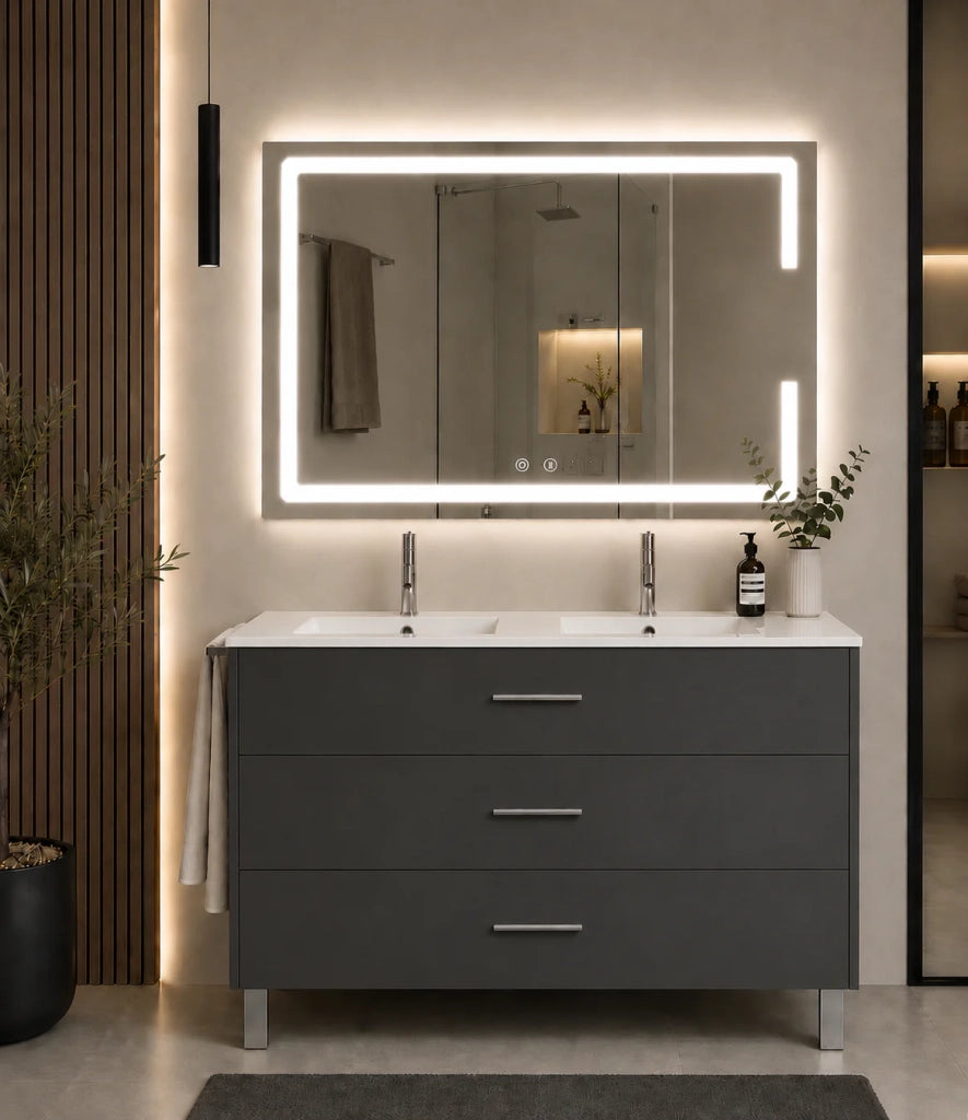 Mobile bagno con lavabo ORIGENBATH RIBERA senza specchio 120x45 cm doppio lavabo grafite