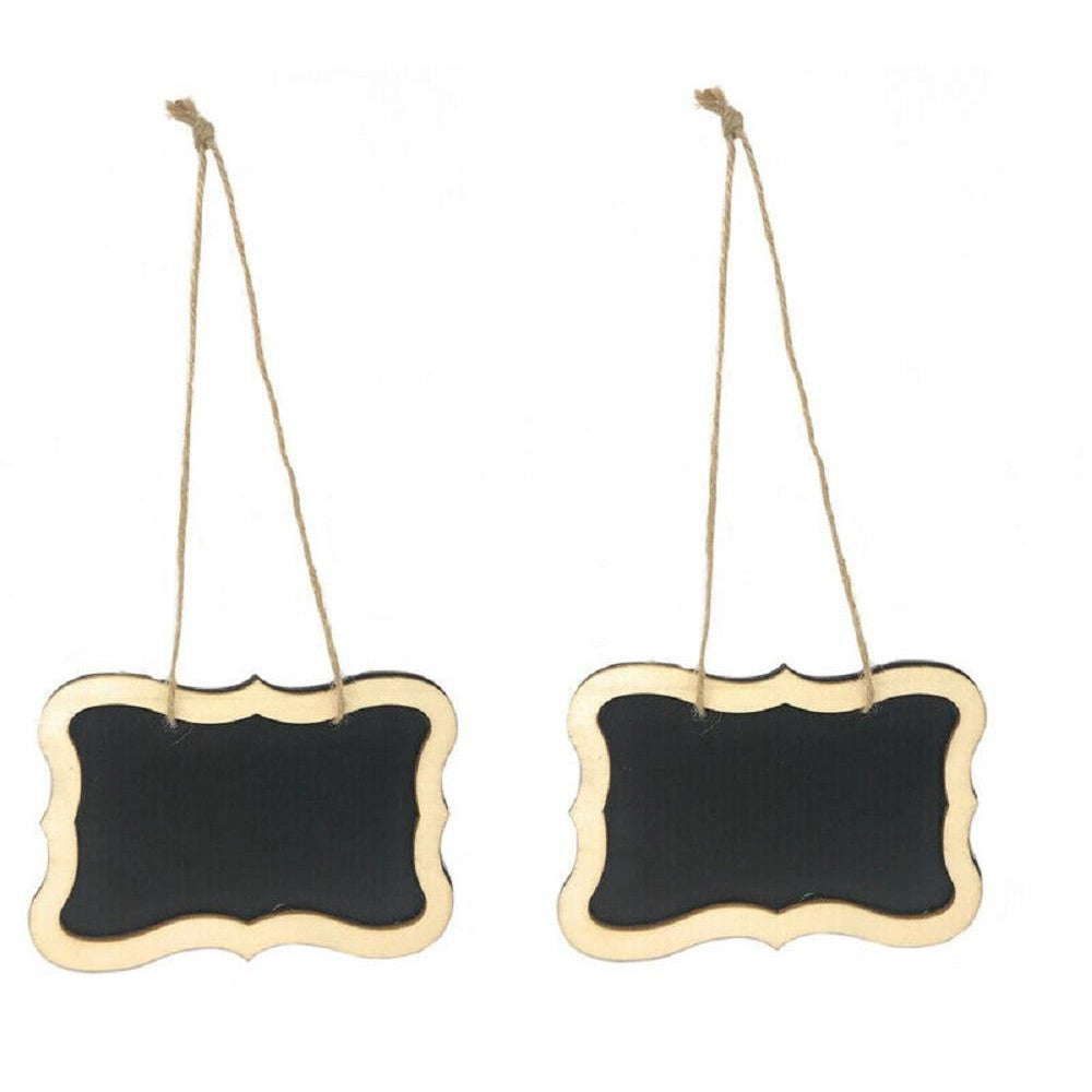 Trade Shop - Set 2 Mini Lavagnette In Ardesia Segnaposti Da Appendere Lavagna Memo 53922a -