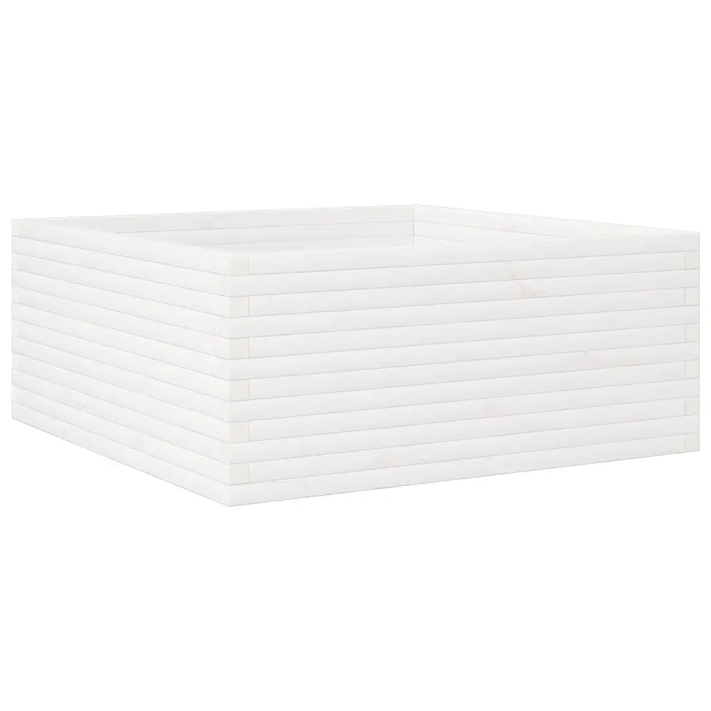 Fioriera da Giardino-Vaso da Esterno Bianca 110x110x46cm Legno Massello di Pino