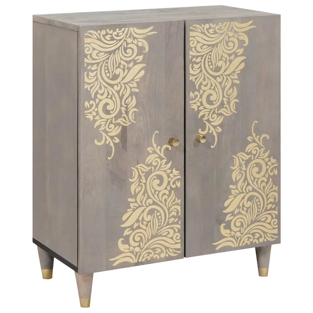 Credenza Grigio e Oro 60 x 33 x 75 cm Legno di mango massello 4018774