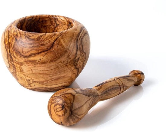 Set di vijzelli artigianali multifunzionali e decorativi - 1 pezzo - Noce di oliva - Ø 12 cm