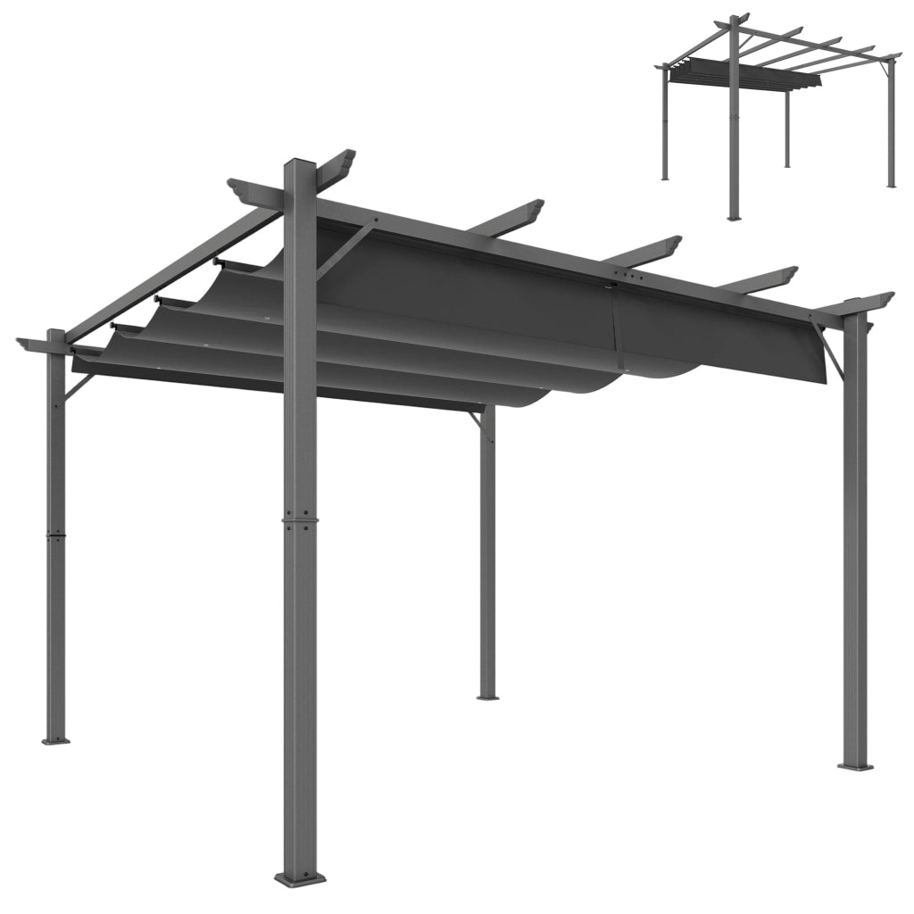 Pergola 3x3 m con tetto retrattile ¨C zephmum ¨C grigio scuro alluminio